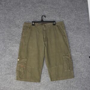Ministry Of Fashion Cargo Shorts Mens 38 Olive Green Ramie Cotton Blend Gorpcore